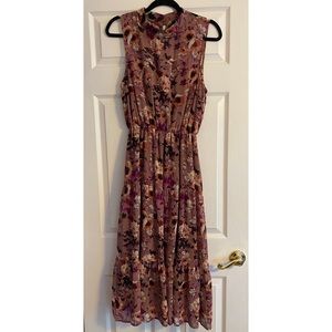 Lulus Mauve Floral Midi Dress